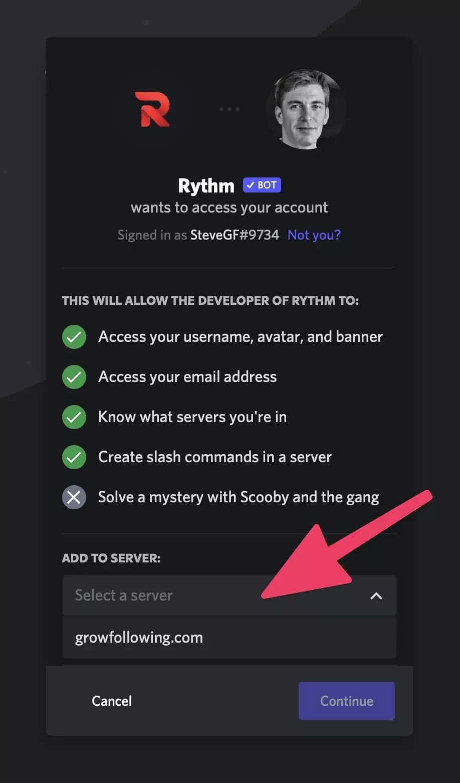 Chat add bot group to discord Chat bot
