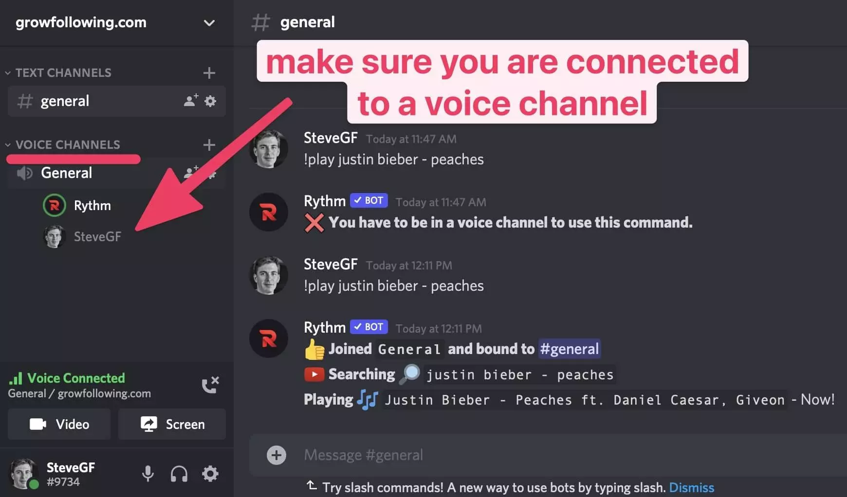 Chat music discord voice bots playing in How To