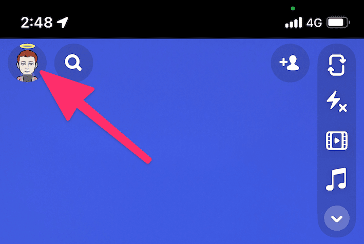 click bitmoji icon to open user profile