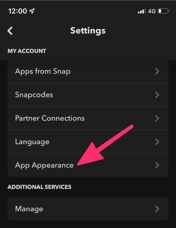 find app appearance in settings