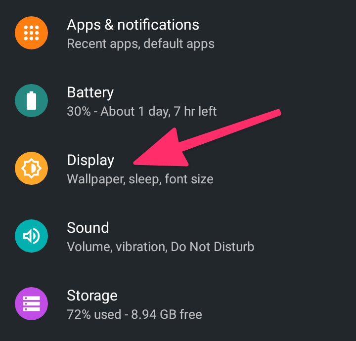 go to display settings