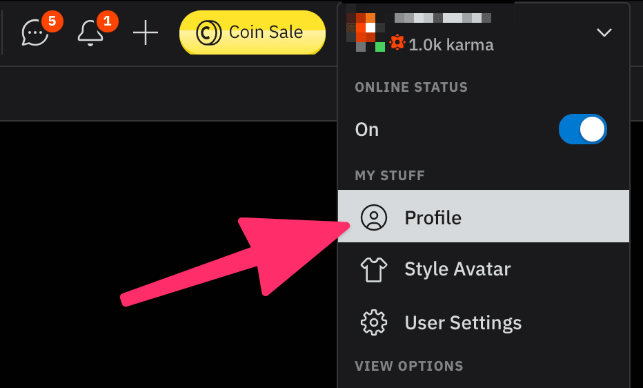 click profile in the menu