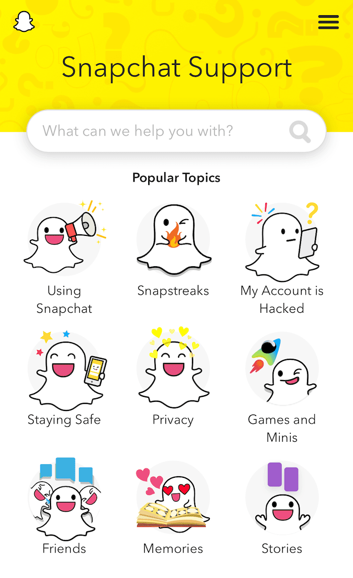 contacting the Snapchat team in the US to solve an issue